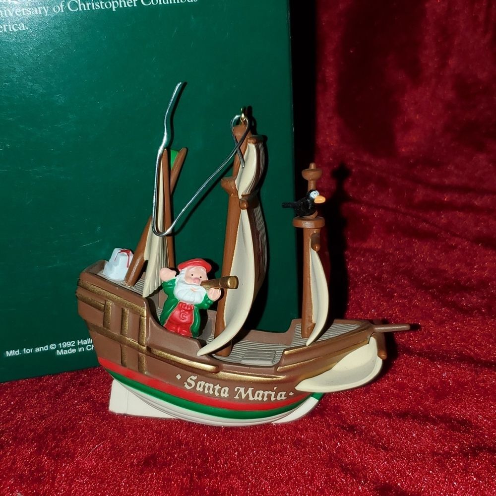 Vintage 1992 Hallmark Keepsake Ornament Santa Maria American Commemorative Boxed - Picture 4 of 10